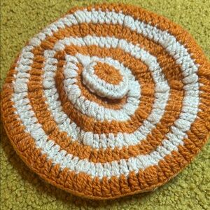 Handmade Orange and White Crochet Coaster